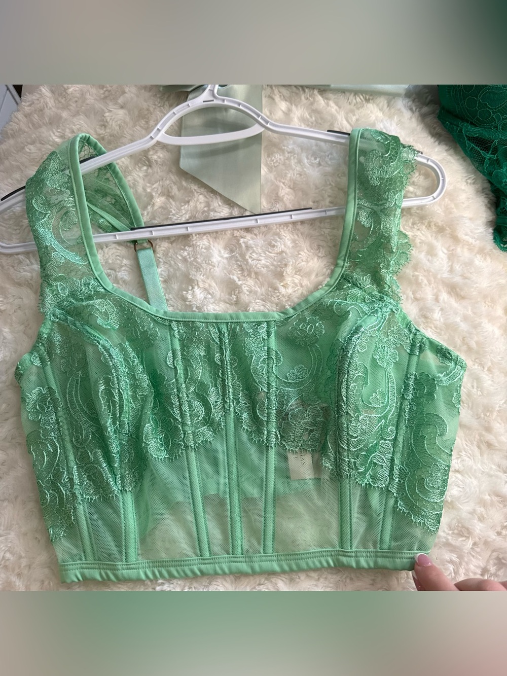 Victoria's Secret Mint Green Lace Longline Bralette